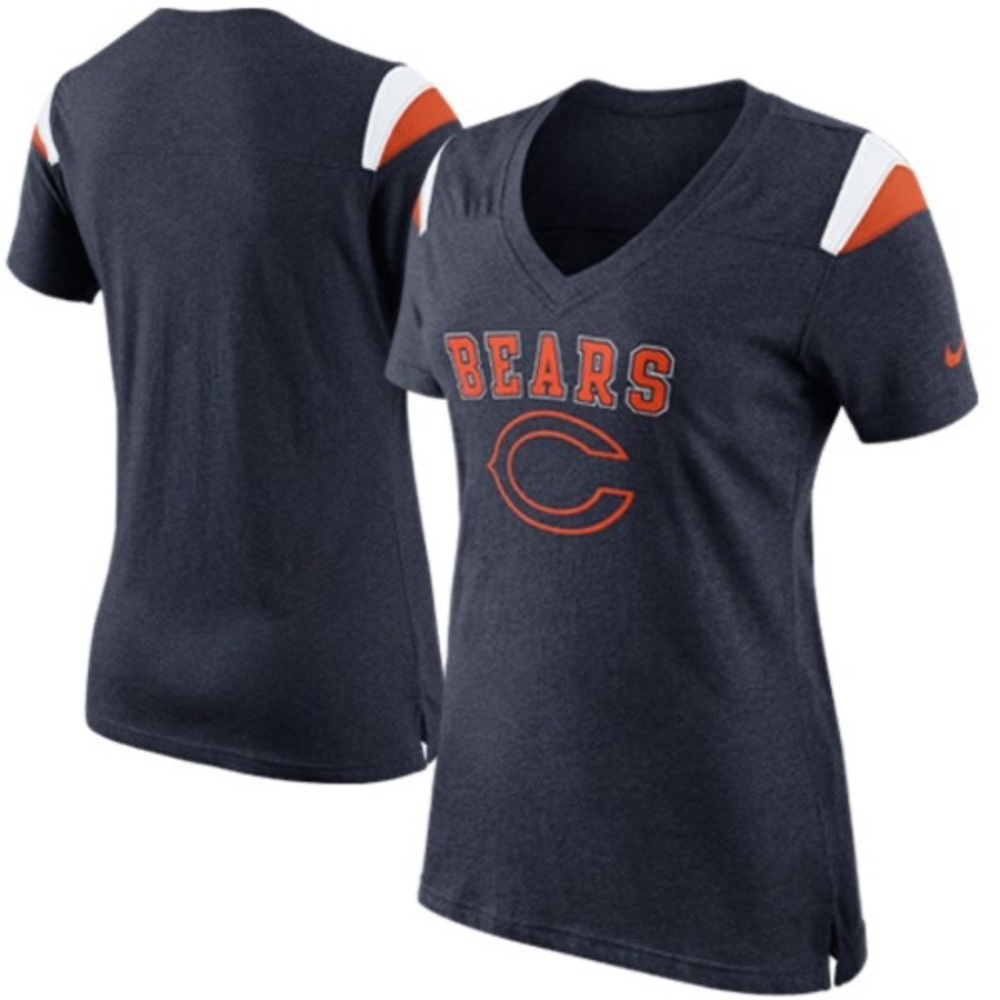 NFL Chicago Bears Women's Nike V-Neck T-Shirt – Navy, Size Small 🐻🏈